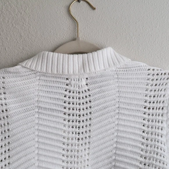 Cotton On White Cropped Pointelle Knit Button Cardigan - Picture 13 of 14